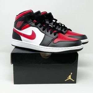 Air Jordan 1 Mid Shoes "Bred Toe" Black Fire Red White 554724-079 NIKE MENS
